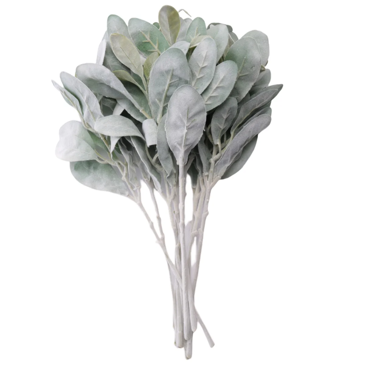 10 Pcs Artificial Flocked Lambs Ear Leaves Dusty Miller Stems Flocked Oak Leaves Lamb's Ear Leaf for Home Wedding DIY