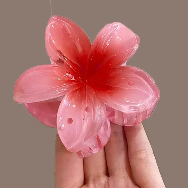 4/8cm Hawaiian Hair Claw Gradient Flower Clips Large Claw for Thick/Thin Hairpins for Women Barrettes Beach Hair Accessories