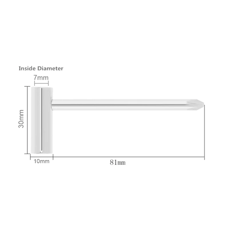 Chave de haste de guitarra, diâmetro interno regular 7mm, chave hexagonal de metal prateado para afinador de cabeçote de guitarra, ajuste de pino quente