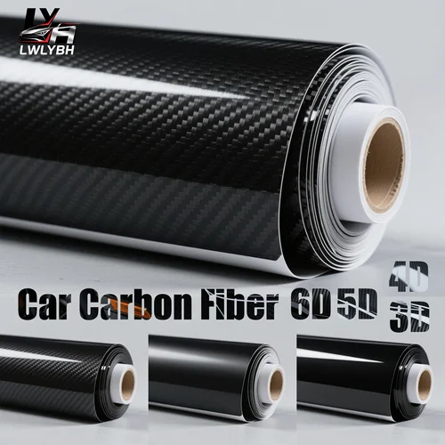 Película de fibra de carbono para carrocería de coche, pegatina de revestimiento automático de vinilo negro, película protectora mate brillante para motocicleta 6D 5D 4D 3D, lámina de cubierta para vehículo