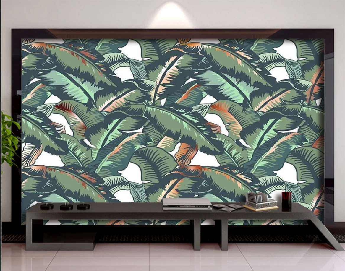 Custom wallpaper gold relief lines leaf Rainforest leaves living room background wall decoration wallpaper papel pintado pared