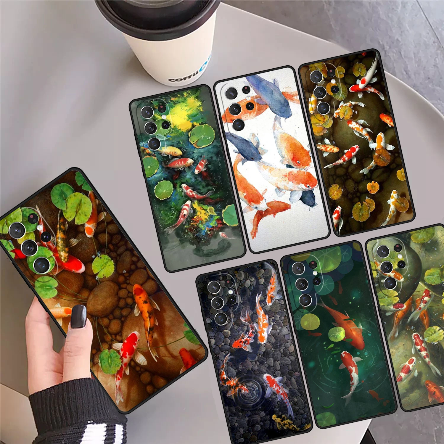 

Koi Carp Fish Painting Phone Case Cover Coque For Samsung Galaxy S24 S25 Ultra S23 S22 Plus S21 FE S20 Note 10 20 Pro