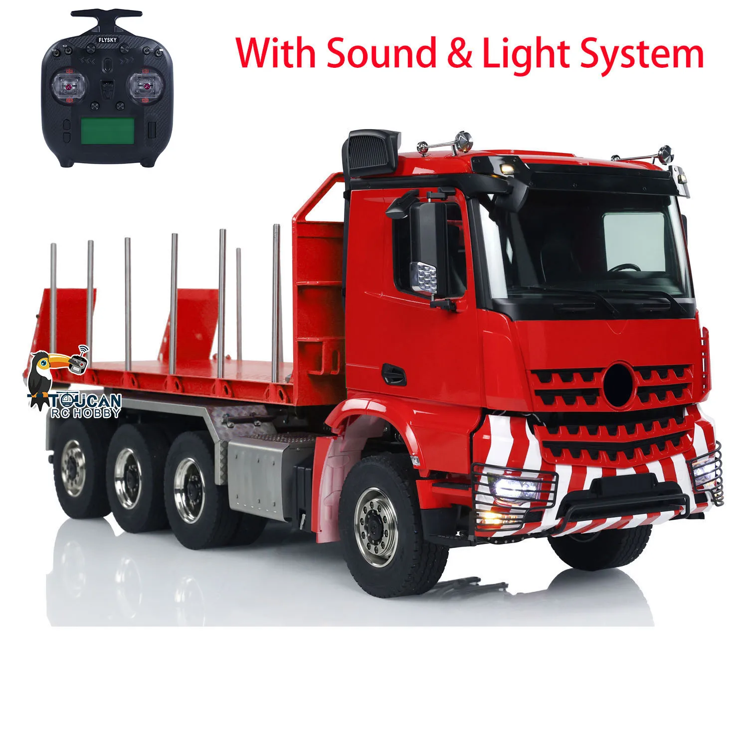 1/14 RC Hydraulic Dump Truck Timber Flatbed Truck 8x8 Full Dumper Car Model with Light Sound System