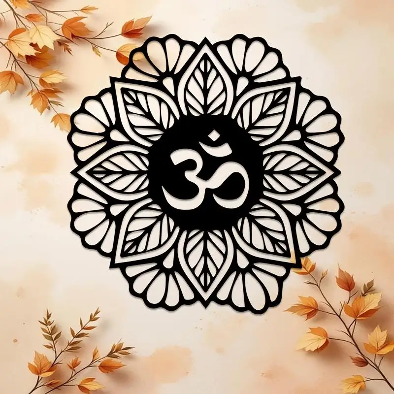 Modern 2D Flat Aluminum Wall Art 16x20 Inch Waterproof Durable Om Mandala Metal Decor for Living Room Bedroom Yoga Studio