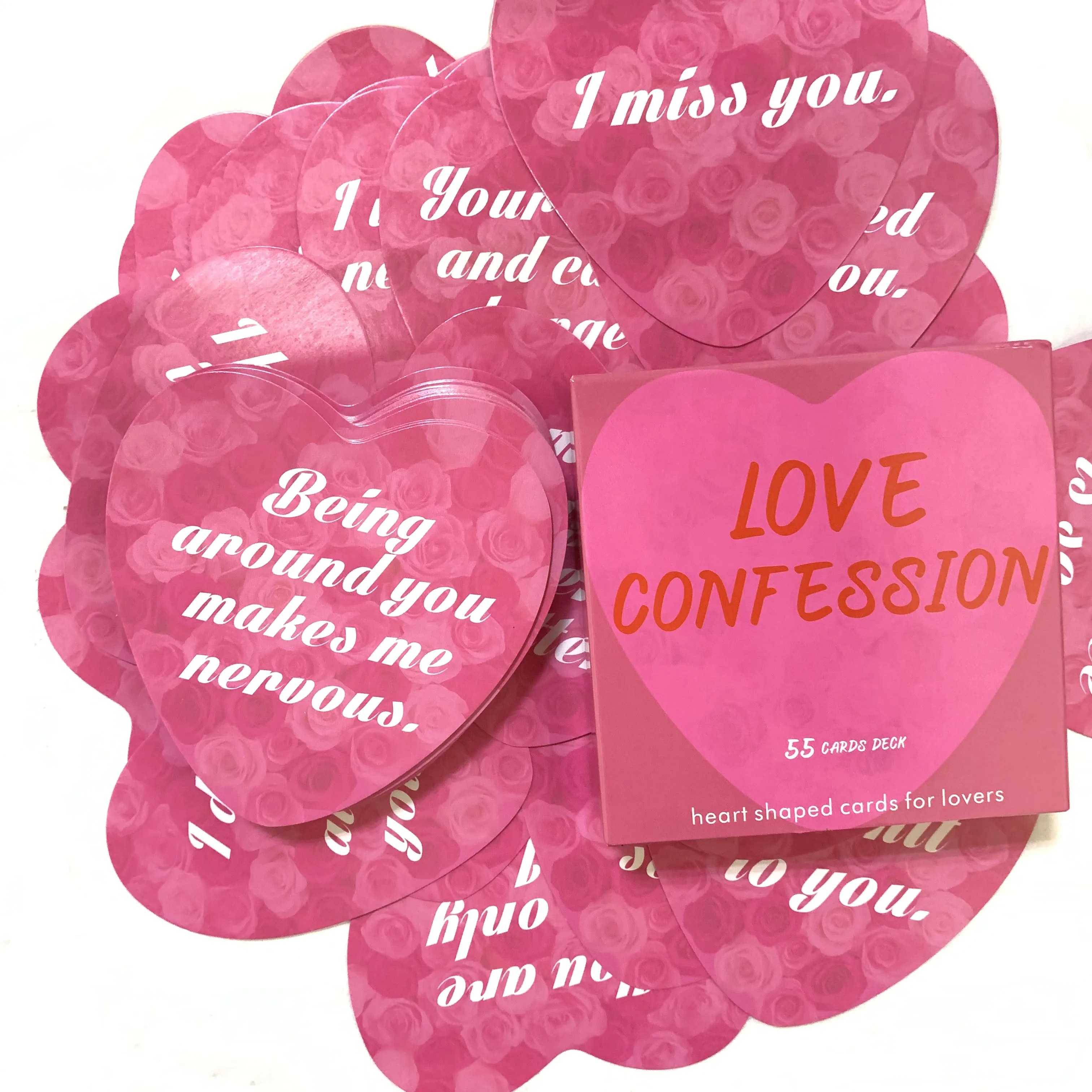 Love Confession Oracle Cards A 55 carte A forma di cuore per gli amanti di alta qualità Fortune Telling divinazione parole chiave d\'amore significato