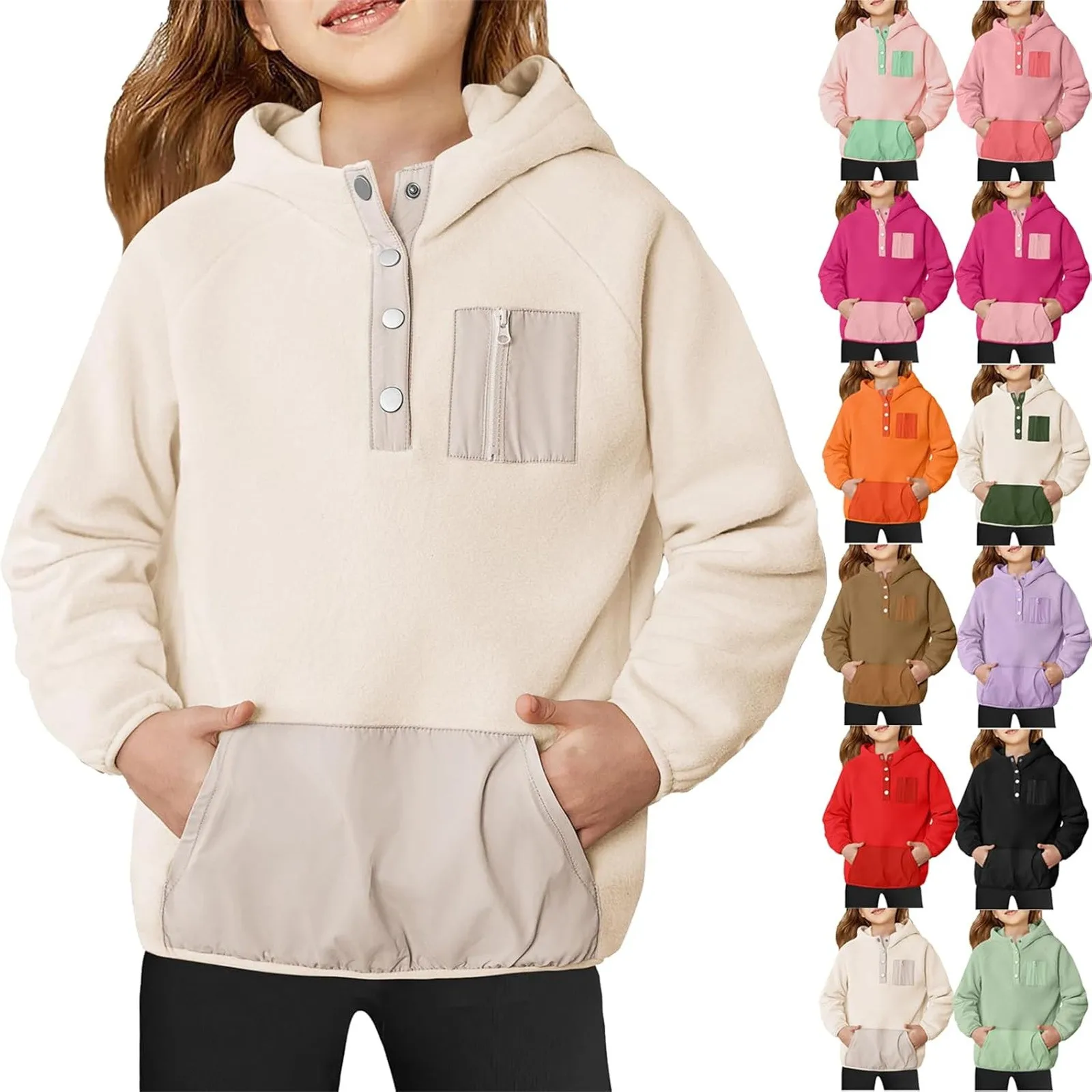 

Baby Sweatshirt 2024 Autumn New Boys And Girls Hooded Polar Fleece Warm Friction-Resistant Stitching Children‘s Pullover Jacket