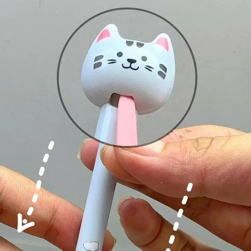 Cat Gel Pens 4X Cat Tongue-out Gel Pens 0.5 Mm Animal Desk Accessories Quick-Drying Student Stationery Set For Children Kids