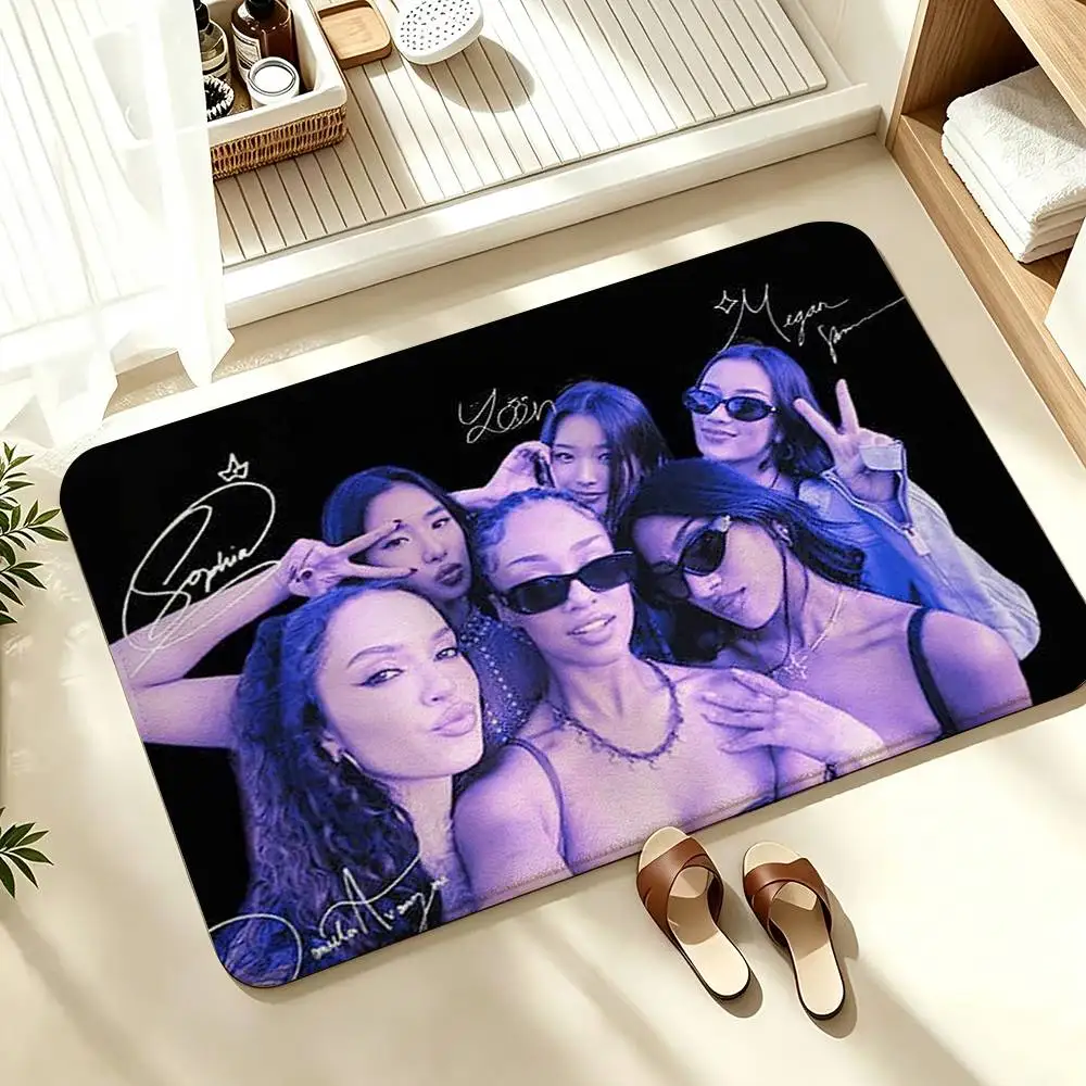 COOL POP K-KATSEYE  Soft Absorbent Decorative Floor Mat for Bathroom Entryway Living Room