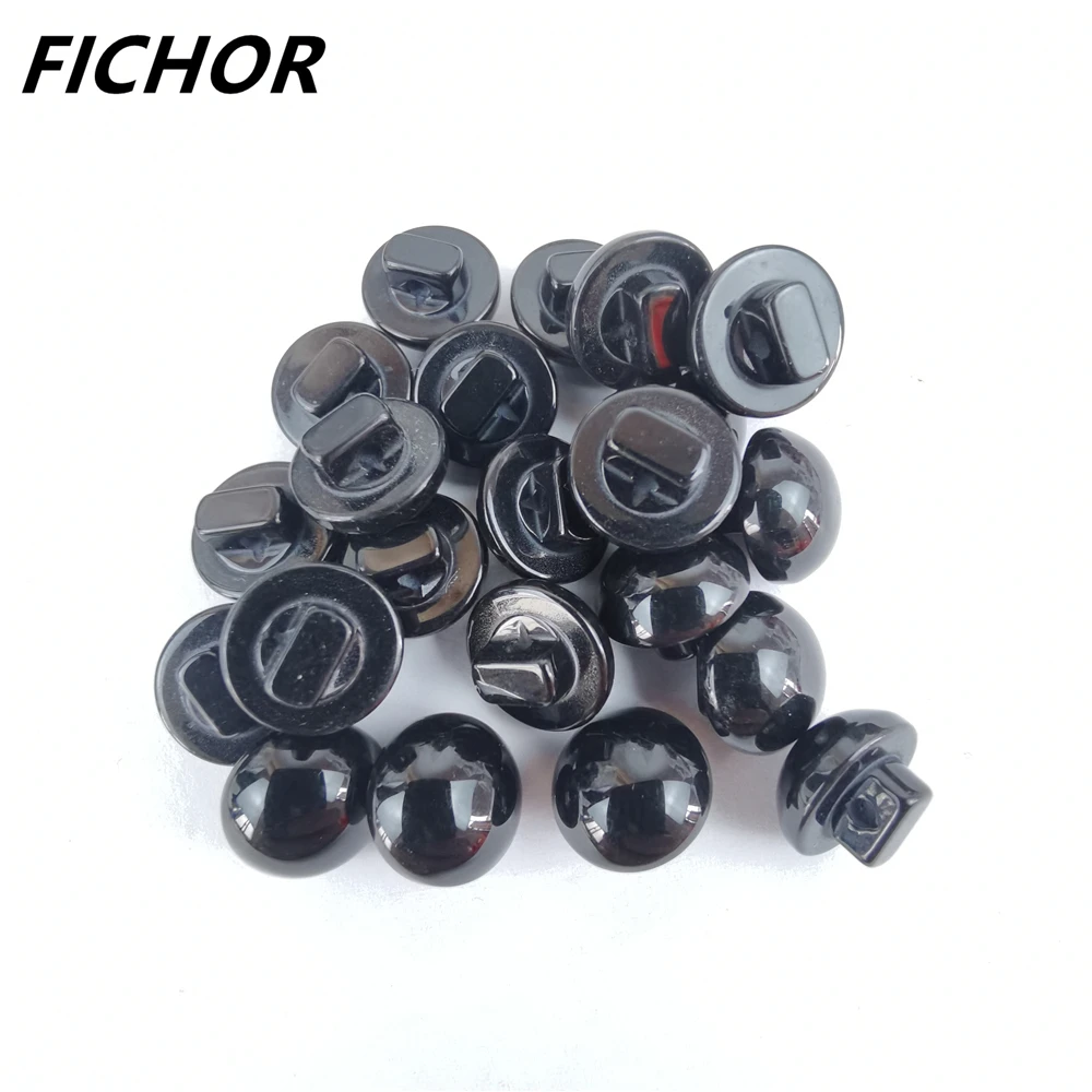 30/50pcs 11.5mm Black Resin Buttons Round Mushroom Domed Sewing Shank Black DIY Animal Eyes Toy Diy Decorative Buttons for Kids