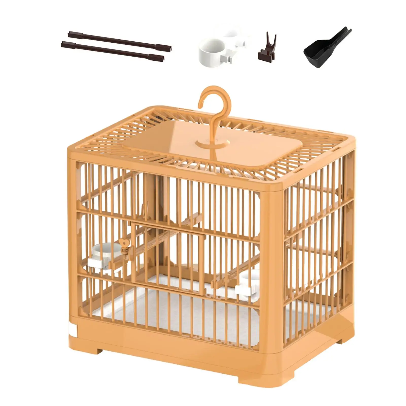 

Bird Cage with Standing Pole Pets Accessories Foldable Portable Birdcage