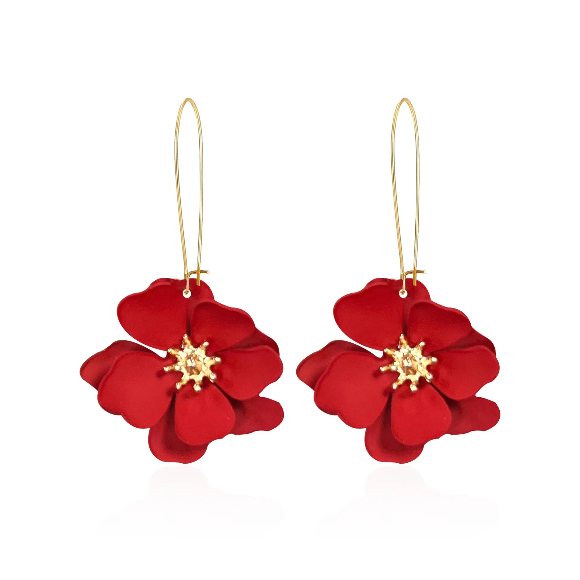 Exaggerated Orange Flower Earrings For Women Yellow Red Party Wedding Earrings Simple Fashion Jewelry Girls Gift Wholesale