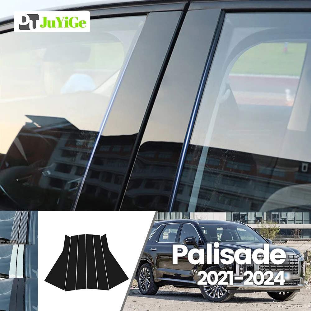 

For Hyundai Palisade 2021-2024 2022 2023 Bright Black Carbon Fibre Window Door B C Sticker