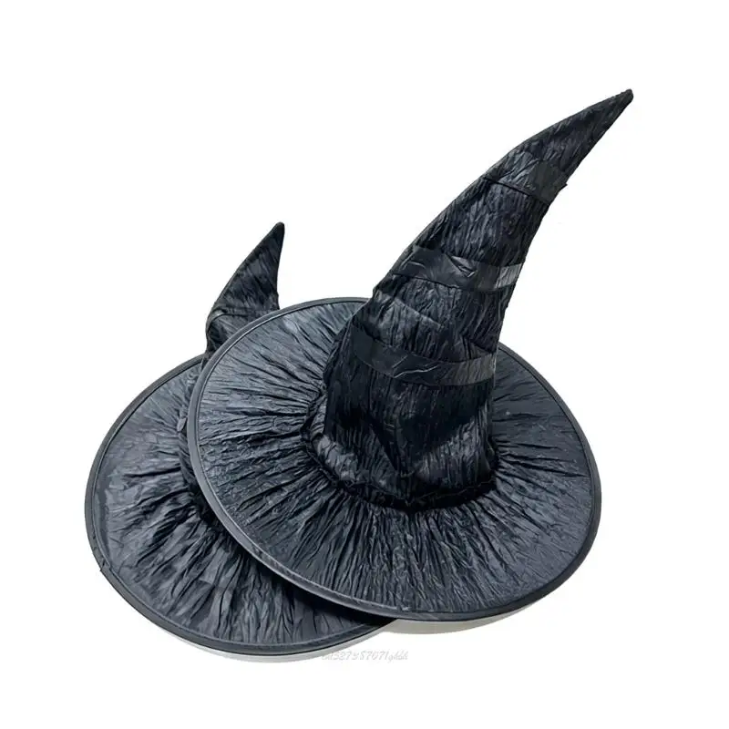 X5XA Halloween Headwear Witch Hat Cosplay Magical Festival Cap Elegant Foldable