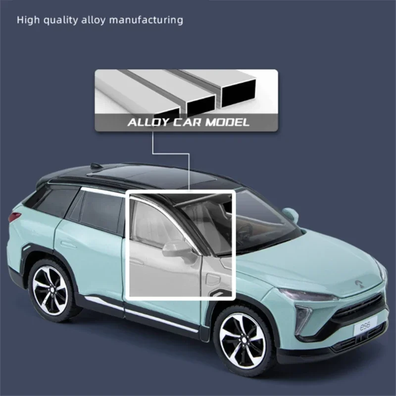 1:24 NIO ES6 SUV Alloy New Energy Car Model Diecasts Metal Toy Vehicles Car Model High Simulation Sound and Light Kids Toys Gift