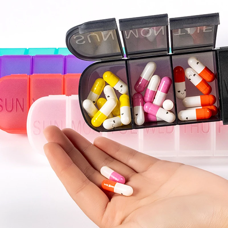 Weekly Medicine Pill\'s Box Pill Case Dispense Mini Portable Pills Organizer Case 7 Days PillBox Tablet Storage Container