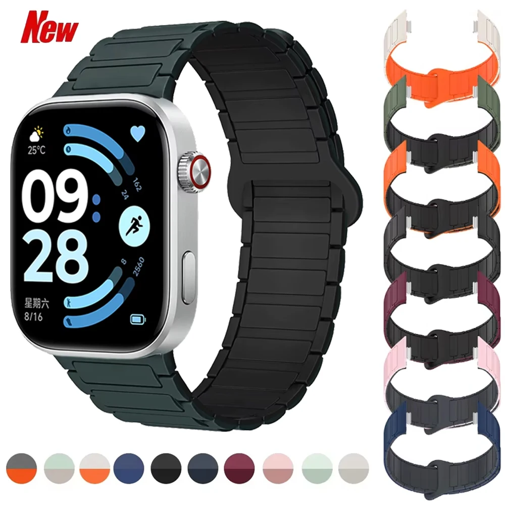 Sports Silicone Watchband for Redmi Watch 6 Active/Lite/6 5 4 Magnetic Replacement Correa for Xiaomi Mi Band 10 9 8 Pro Bracelet