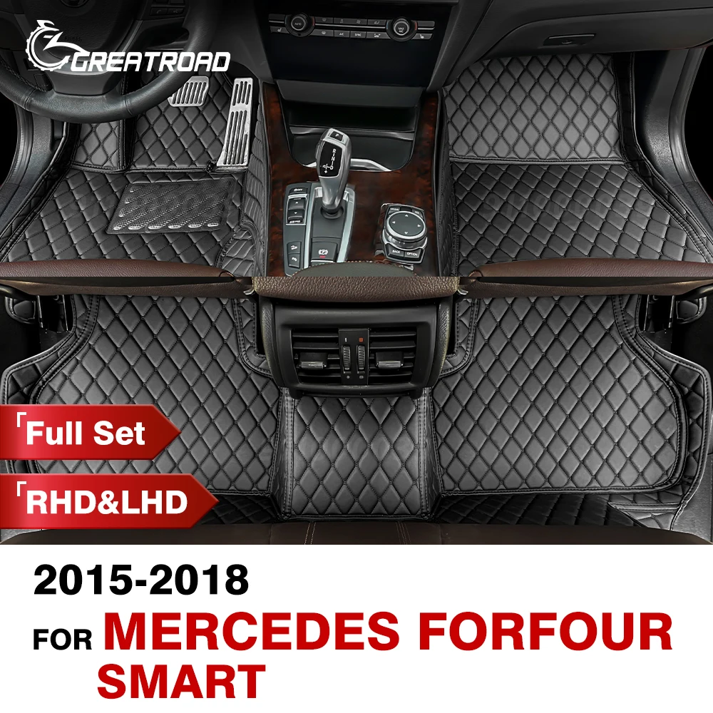 

Автомобильные коврики для Benz smart forfour 2015 2016 2017 2018, индивидуальные автомобильные накладки на ножки, автомобильный коврик, крышка, аксессуары для интерьера
