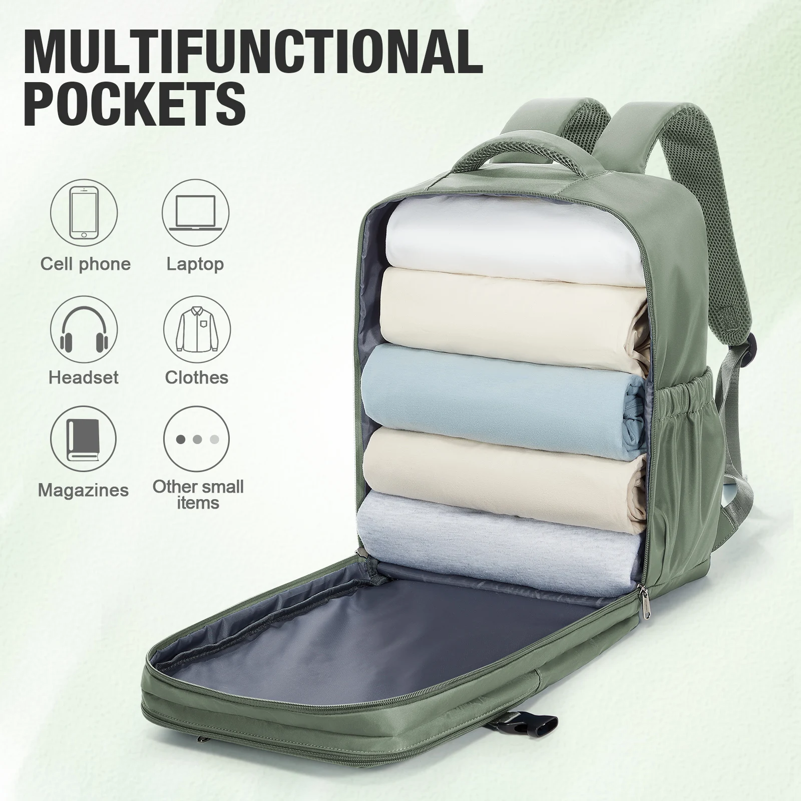 حقيبة ظهر للسفر على شكل طائرة مقصورة 40 × 20 × 30 حقيبة كابينة، حقيبة ظهر للنساء والرجال، حقيبة ظهر للكمبيوتر المحمول، حقيبة تخزين الملابس، حقيبة مدرسية