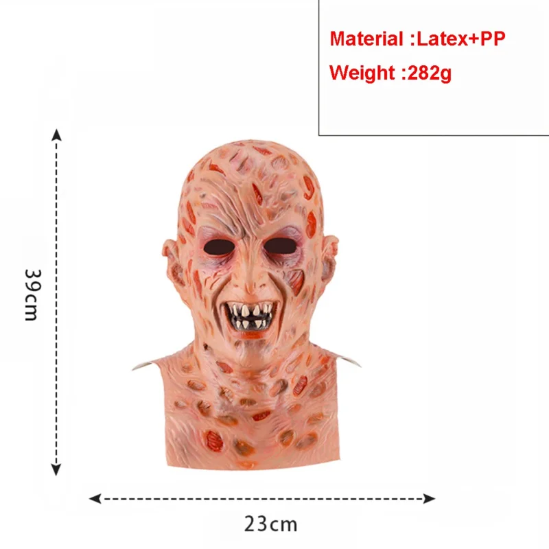 CGMGTSN-Masque d'horreur d'Halloween pour hommes, masque Freddy, masque Killer Eger, gants de cosplay, chapeau effrayant, olympiques, tête complète, masques en latex P