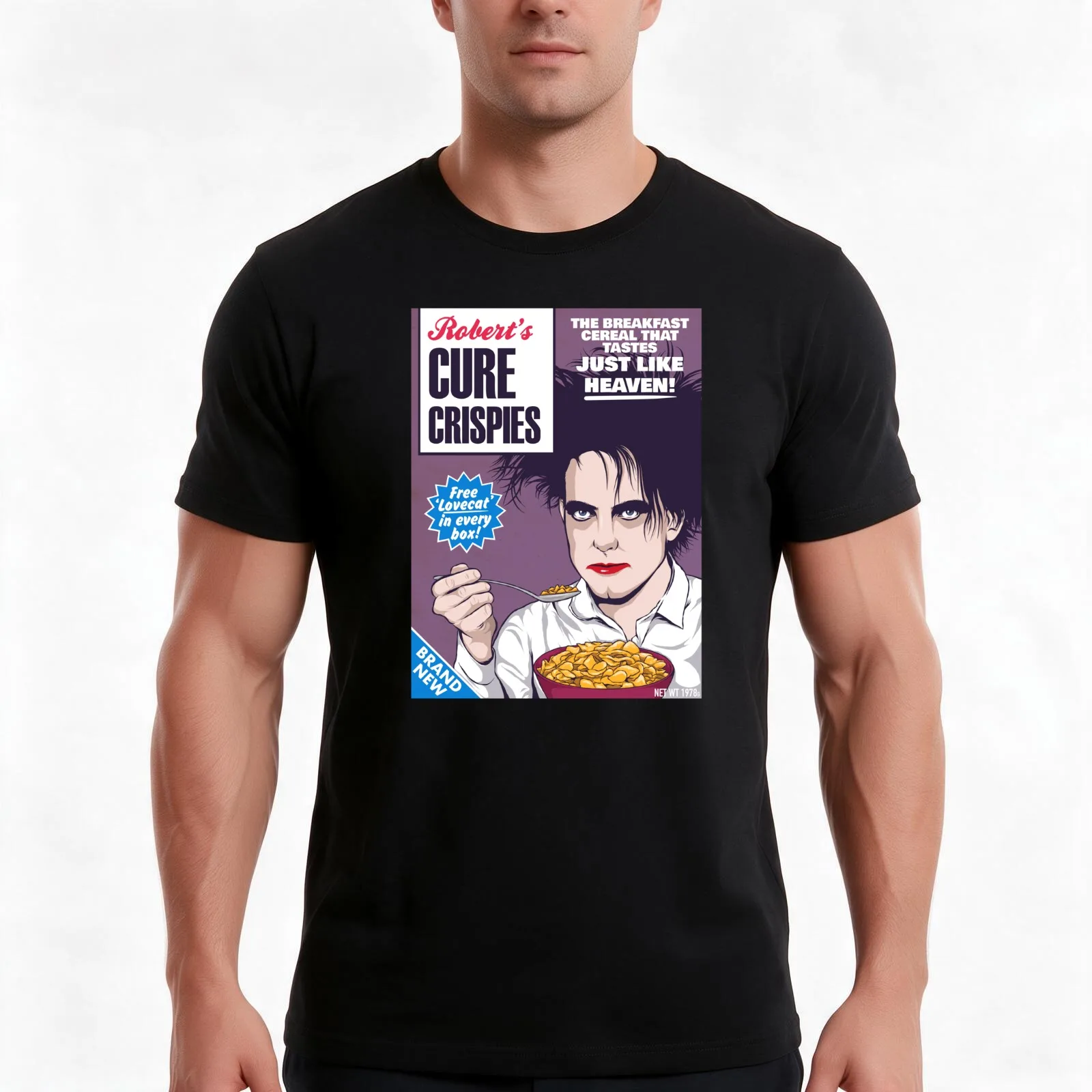 Crispies T-Shirt, Summer Casual Cotton Tee, Oversized Streetwear Tops, Vintage Graphic Print, Loose Fit Short Sleeve