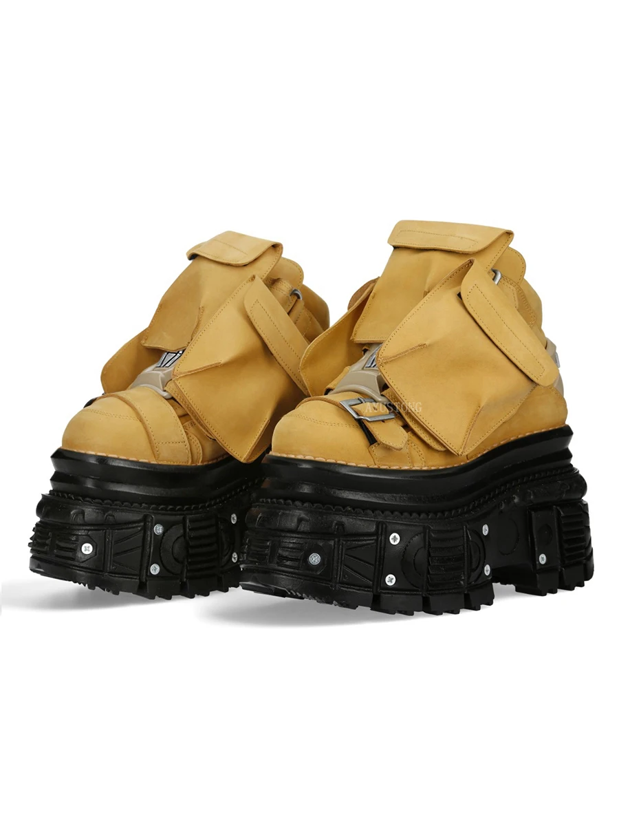 Thick Sole Lace Up Short Boots Autumn New Round Toe Punk Street Rock Sports Casual Shoes Black Fashion Women's Ankle Boots