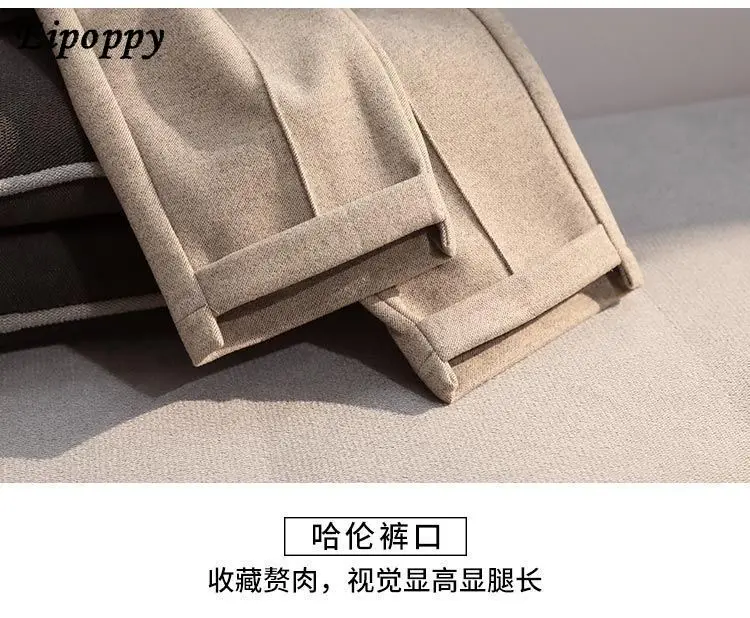 女性のための厚いウールのパンツ,カジュアル,ルーズフィット,ハイウエスト,新しい
