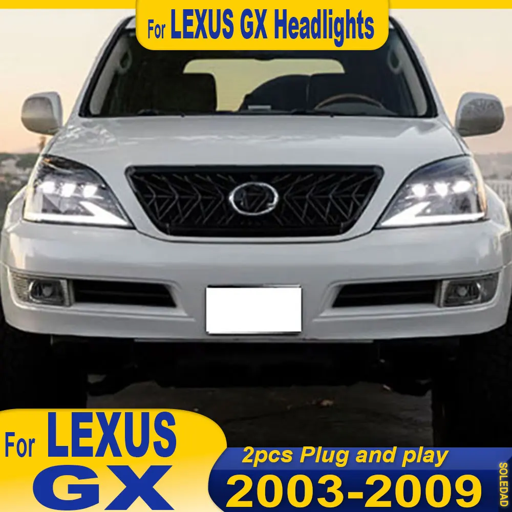 Car Headlight Assembly For Lexus GX 2003 2004 2005 2006-2009 LED Projetor Headlamp Daytime Running Light Automotive Accessories