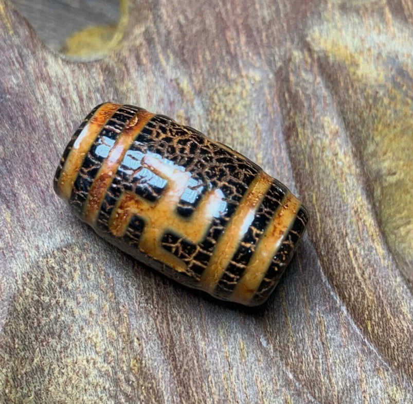 Agata antica tibetana nepalese dell'Himalaya Vecchio talismano Dzi Amuleto perlina occhio FYM