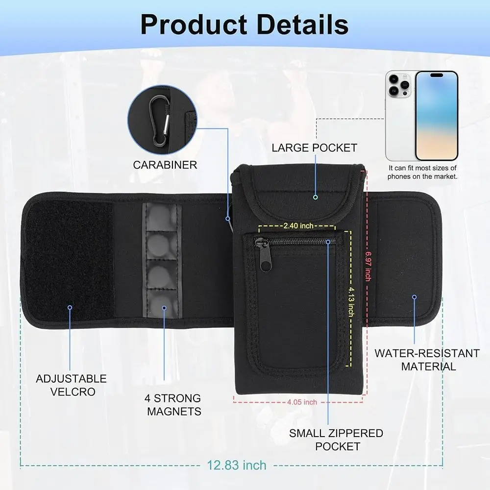 Magnetic Gym Water Bottle Bag Holder, Built-in Magnet for Easy Attachment to Metal Surface, Magnetic Bottle Sleeve Pouch