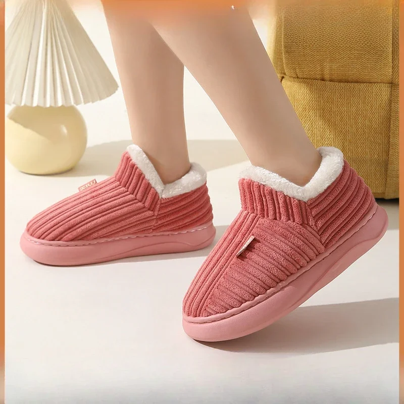 2024 new cotton shoes women's winter couples home thick-soled warm indoor non-slip postpartum confinement cotton shoes 6720