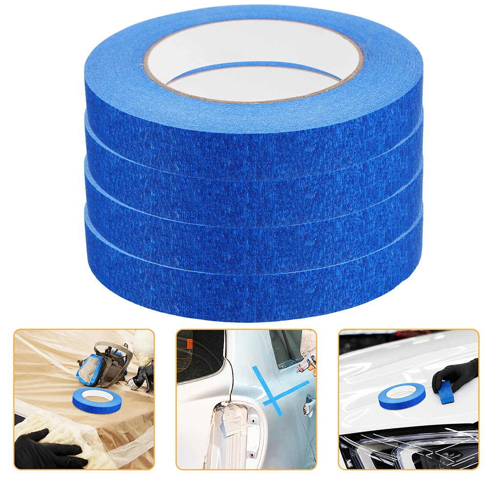 

4pcs 4 Rolls Automotive Masking Tape Car Paint Colored Adhesive Crepe Paper Edge Protector Thin Low Tack For Diy