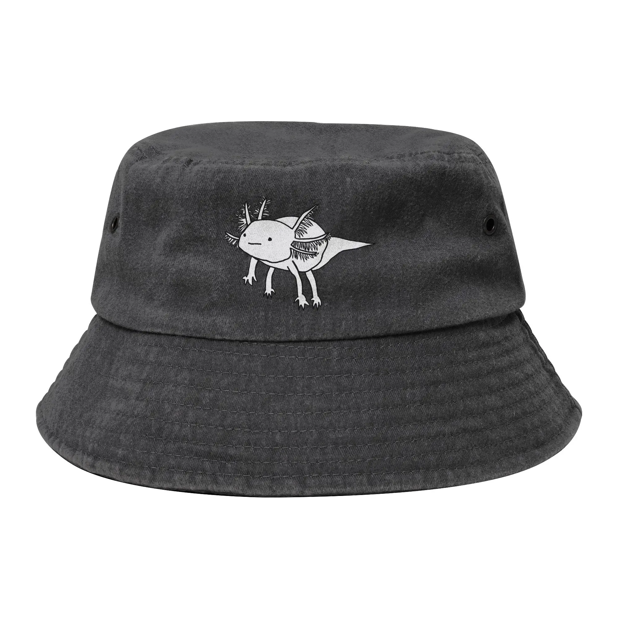 Summer Beach Vacation Getaway Headwear Cute Happy Floaty Axolotl Bucket Hat Trendy Women Men Sun Hat  Panamka Fishing Caps