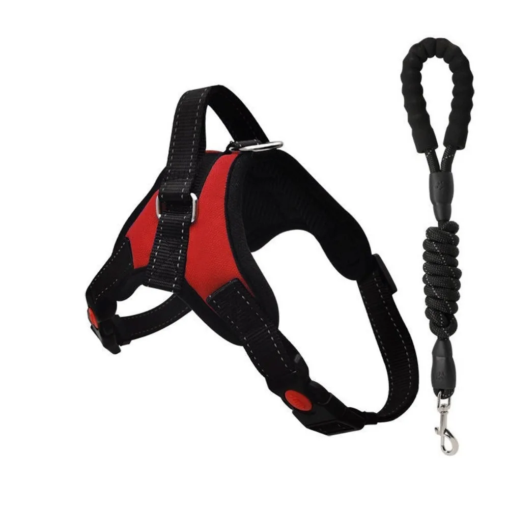 

Durable Nylon Dog Cat Harness Adjustable Breathable Dog Harness Vest with leash Reflective Pet Chest Strap All-season