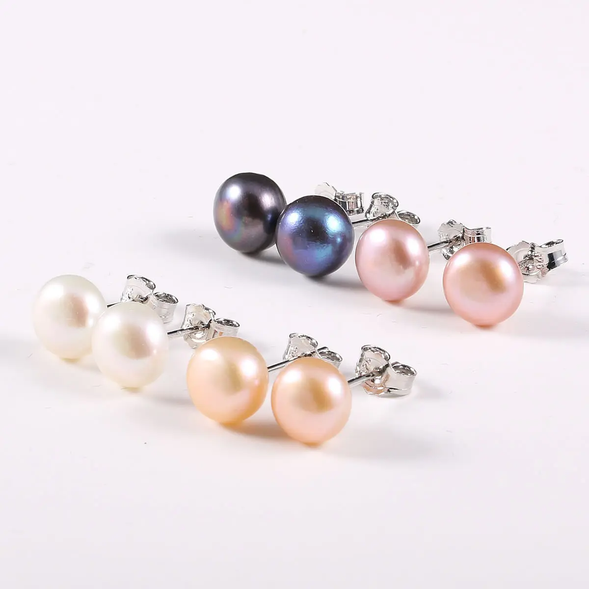 100% Natural Pearl Stud Earrings Genuine Natural Freshwater Pearls Earring Exquisite Jewelry Gifts for Women 4 Colors Wholesale