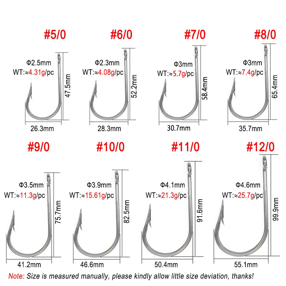 Bimoo 5/0 ~13/0 Stainless Steel Saltwater Fishing Hook Heavy Duty Hook For Big Game Fishing Chunking Jigging Tuna Shark Fishing