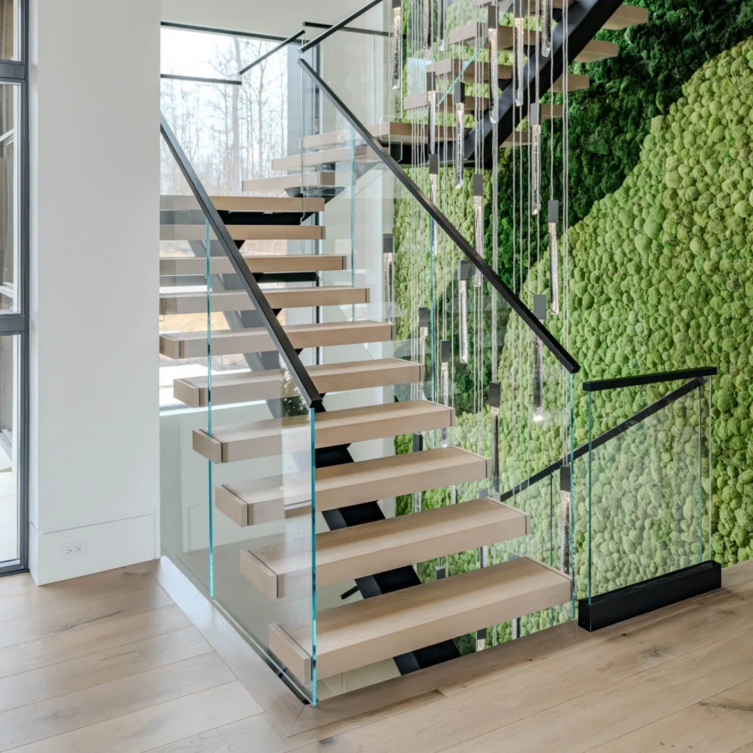 Custom Floating Mono Staircase Manufacturer Steel Hidden Stringer Central Spine Pop Staircase Design