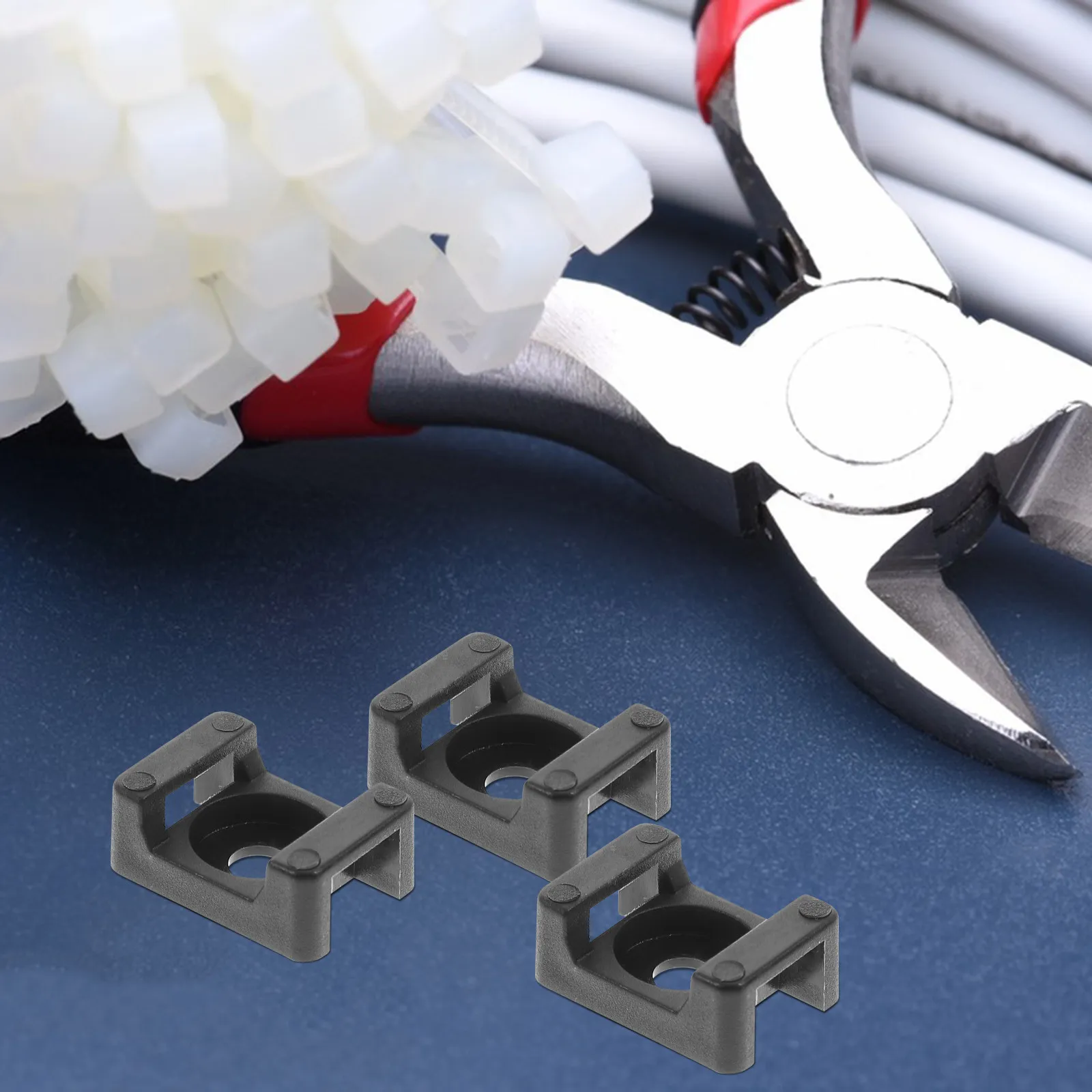 500Pcs Cable Zip Tie Mount Base Saddle Type Wire Cable Holder for Car Office Home Wire Management Screw Tie Fixing Seat