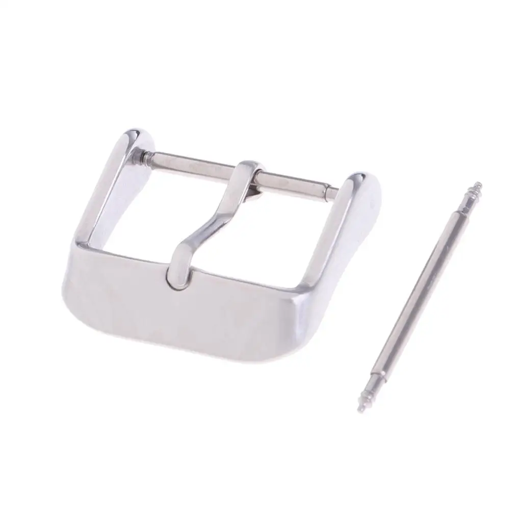 Silver Polished Stainless Steel Strap Buckle Adjustable Watch Band Closure for Smart Watches and Classic Timepieces