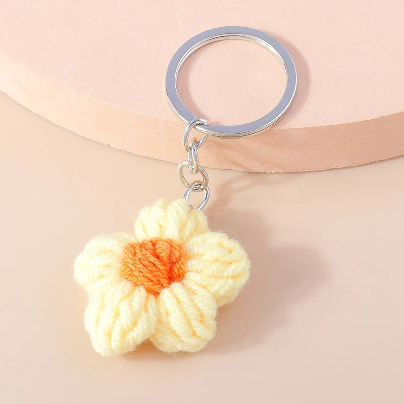 Aihua Heiße Neue Handgemachte Gestrickte Schlüsselbund Schlüsselring Für Frauen Mädchen Nette Gehäkelte Blume Anhänger Auto Schlüssel Ring Handtasche Charme Geschenke – Detail 13