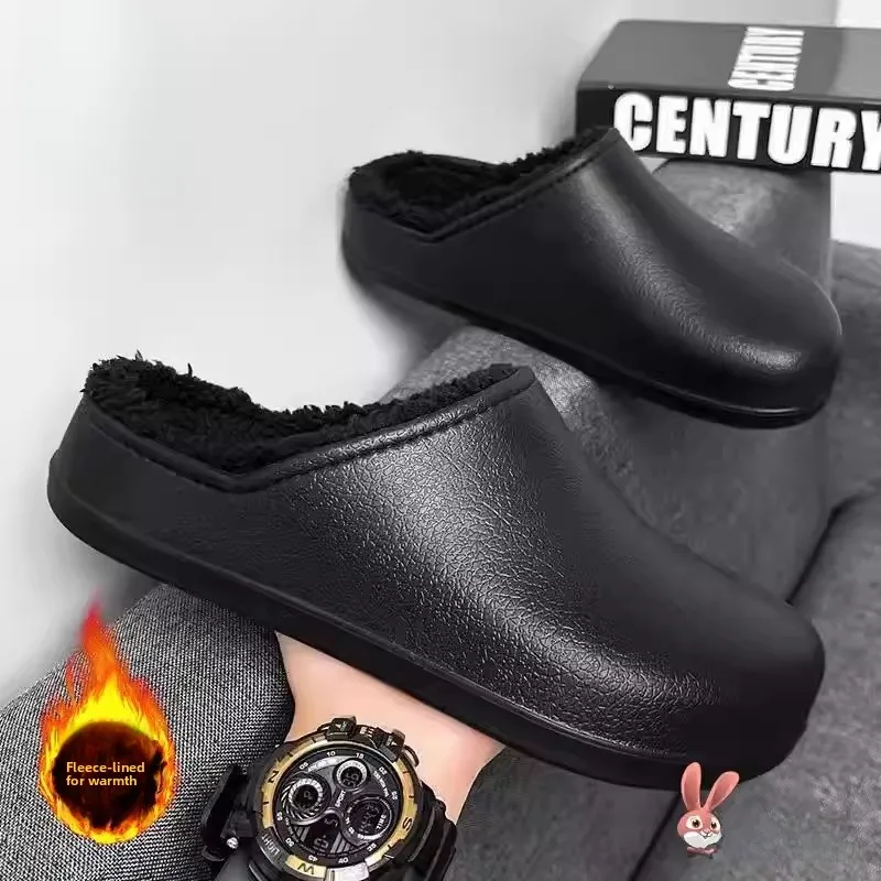 

Thiened Fce Winter Slippers Men's Waterproof Cotton oes round Toe Easy Wear Home Slippers for Couples ABENUOR