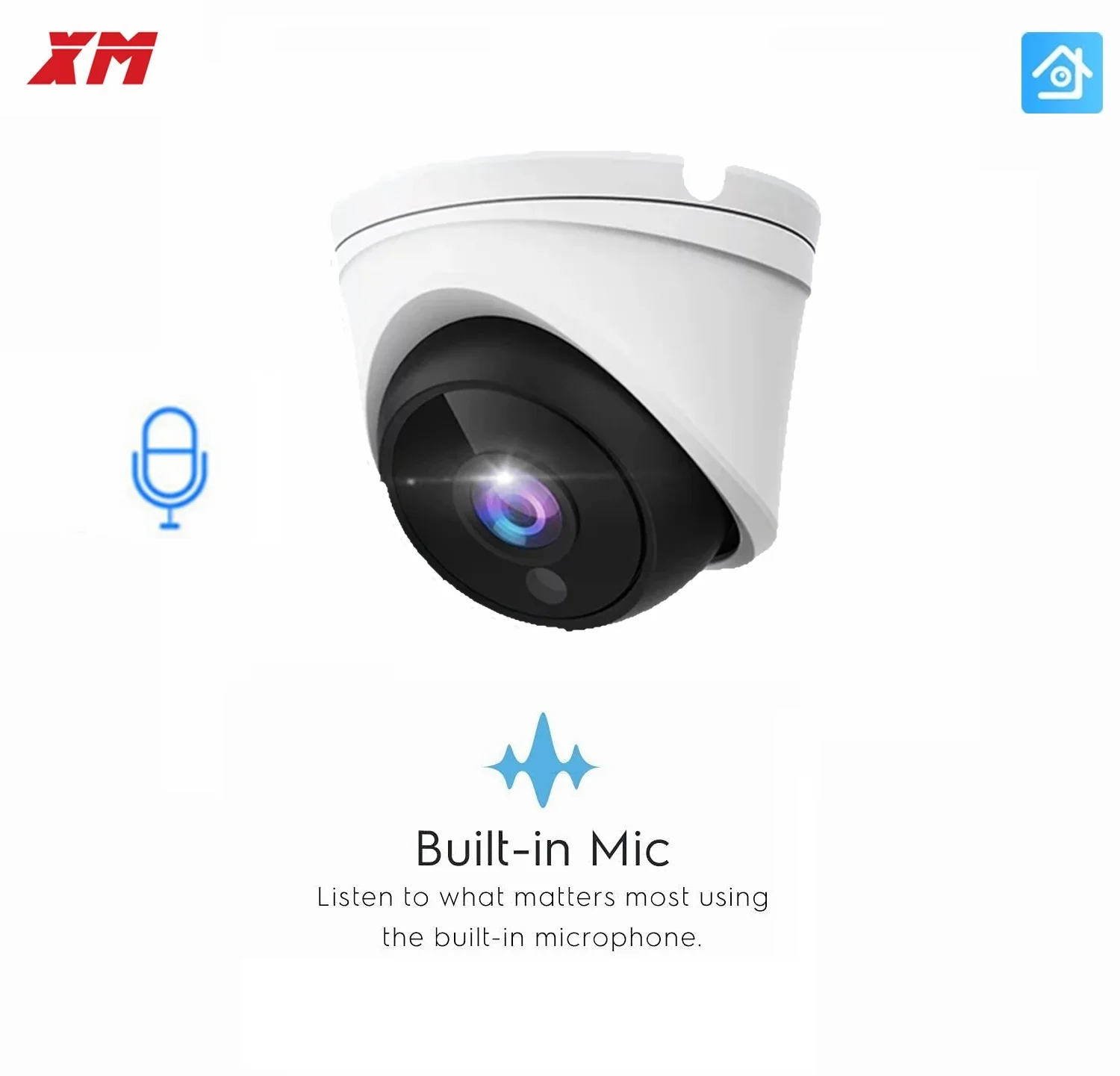 4K XM POE 8MP Audio IR Dome AI IP Camera Night Vision 85ft Support Humanoid detection and Weatherproof IP66 with One key reset