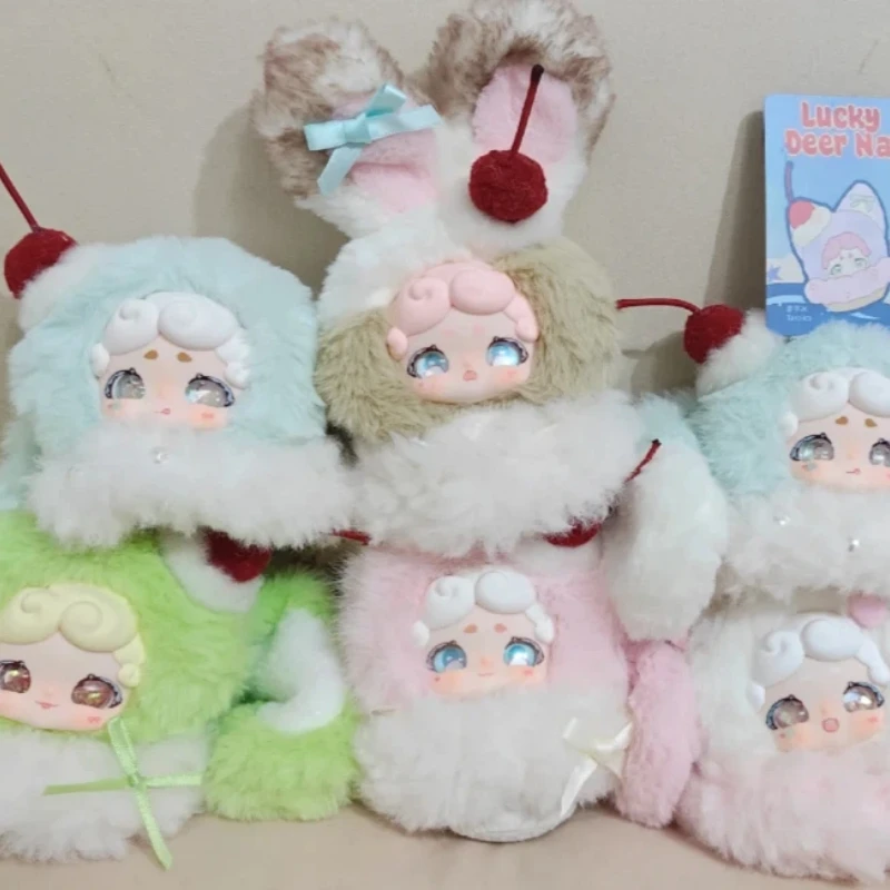 جديد حقيقي Luckydeernai Rongrong الجليد سلسلة صندوق الغموض لطيف حقيبة قطيفة قلادة الشكل دمية محظوظ الغزلان ناي صندوق أعمى اللعب الهدايا