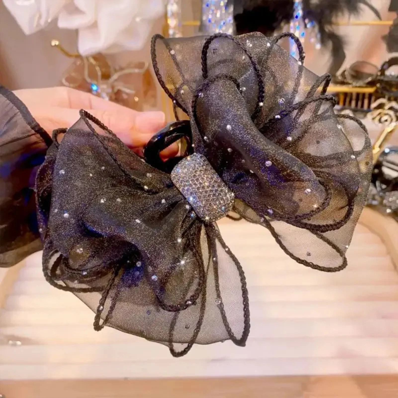 

Заколка для волос со стразами, женские сетчатые заколки для волос, блестящие аксессуары для волос для густых волос, элегантная укладка волос, праздничные подарки