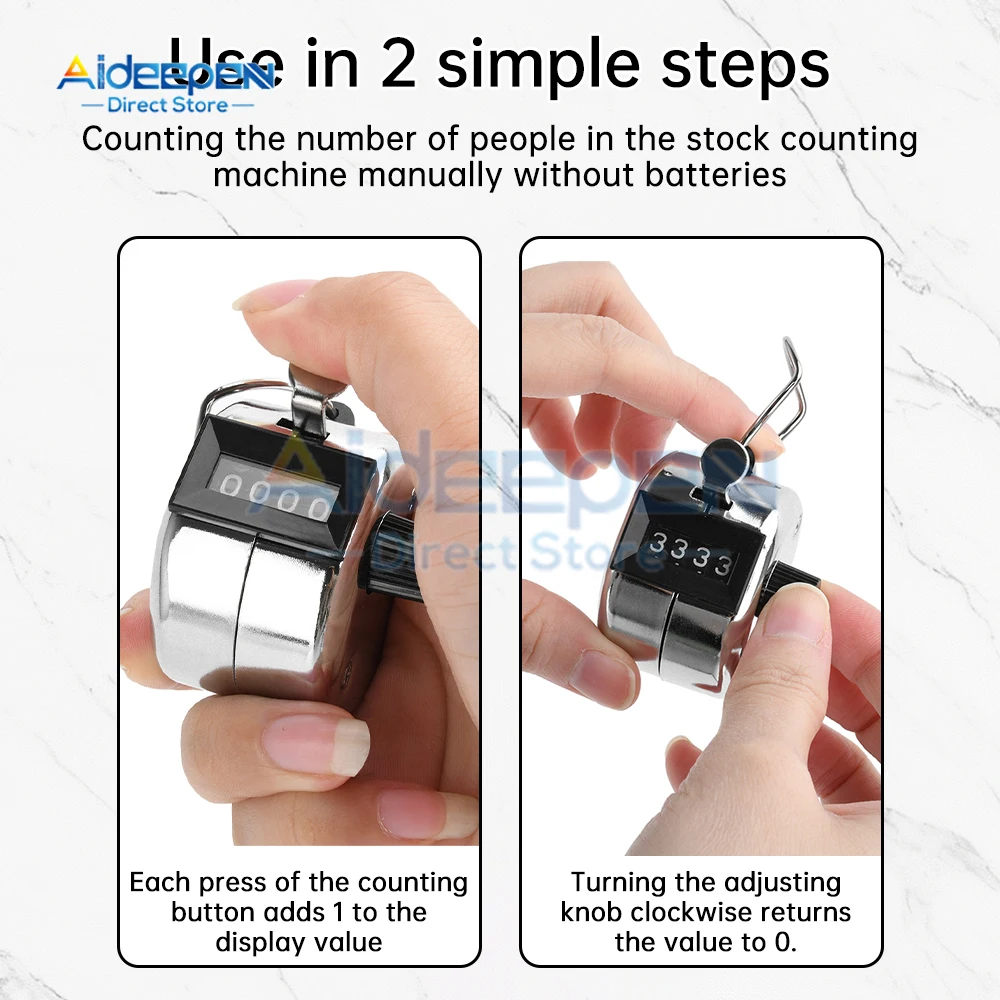 Digital Hand Tally Counter Manual Counting Golf Clicker Training Counter 4 Digit Number Hand Held Tally Counter Optional Base