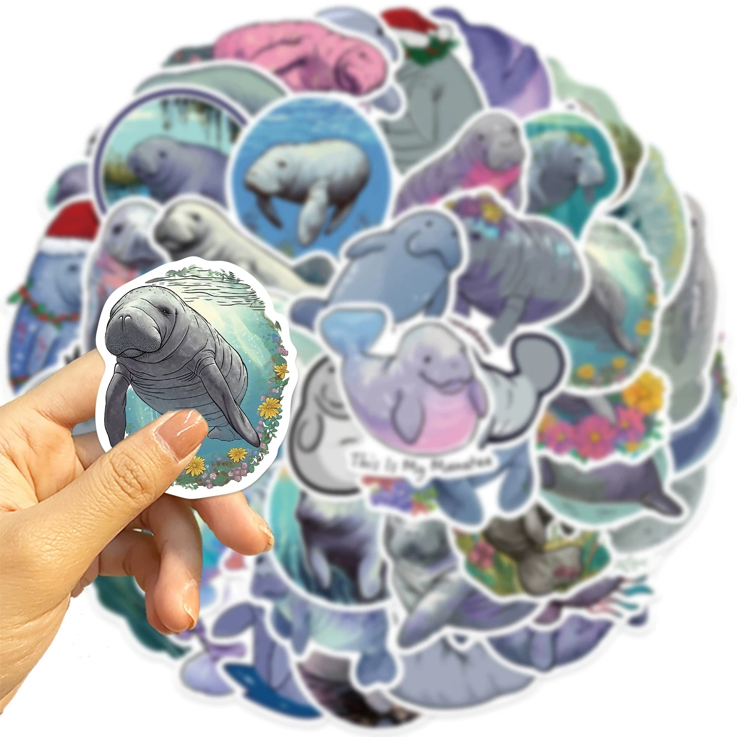 50/100PCS Cartoon Manatee Graffiti Adesivi Chitarra Notebook Bagagli FAI DA TE Impermeabile Ricompensa Decorazione di Cancelleria Adesivi