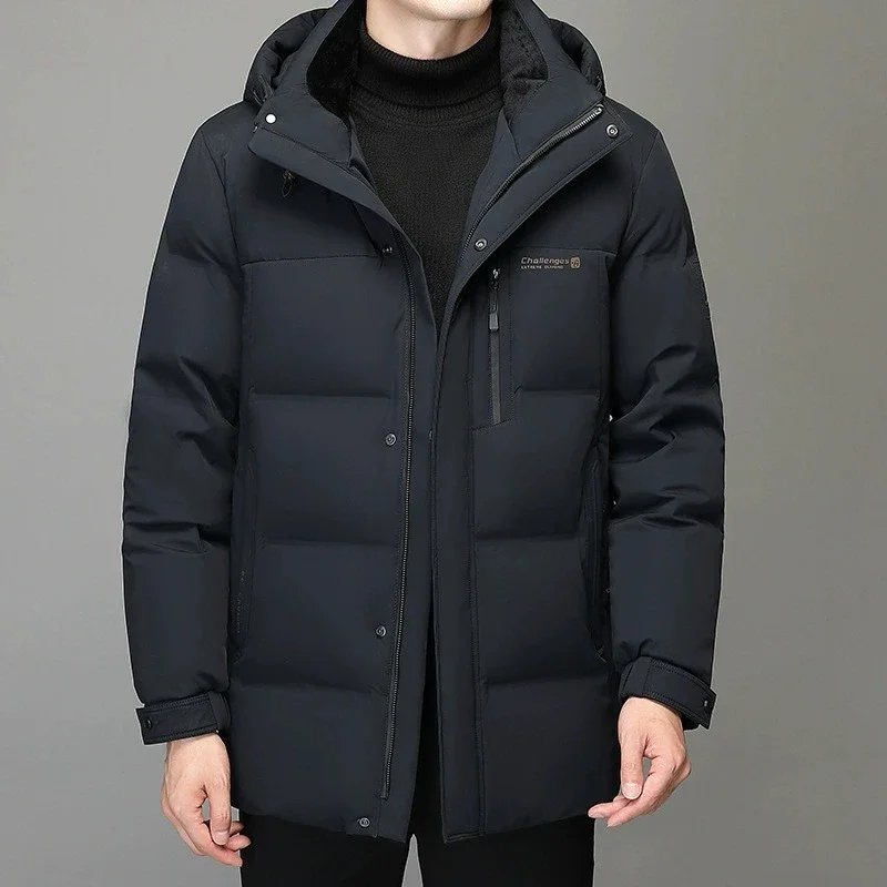 Winter Men's Warm Hooded White Duck Down Jacket Man Puffer Coat Loose Casual Outwear Thick Parkas for Men Clothes Fluffy Jackets