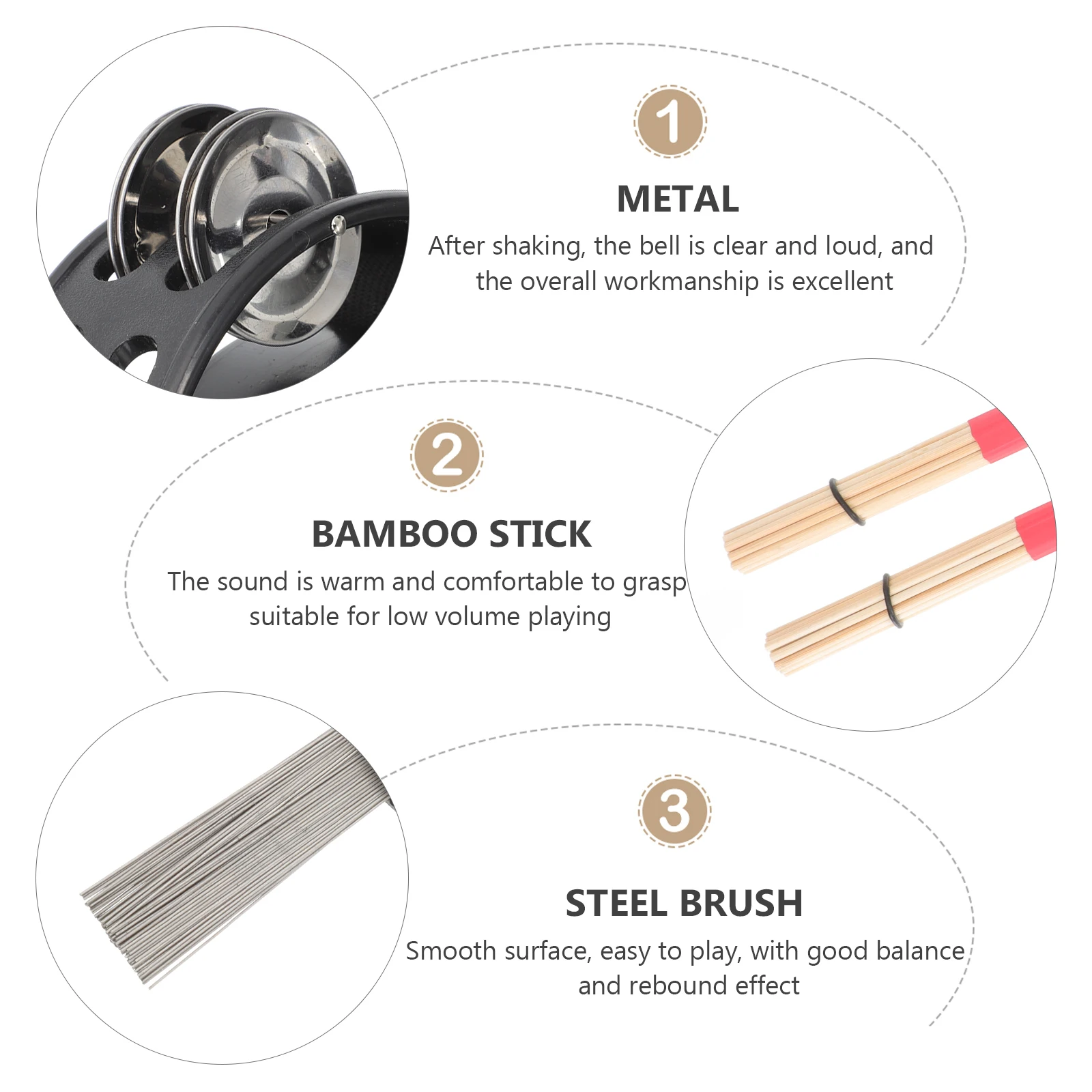 

Musical Instruments and Drum Accessories Adult Set Supplies Metal Drumsticks Brush Kit Nylon Premium Wire for