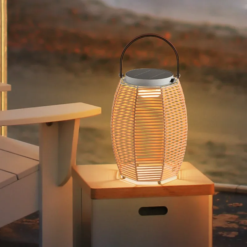 Impermeável Solar Woven luzes ao ar livre, atmosfera simples do pátio, luzes do pátio, Villa Jardim Iluminação