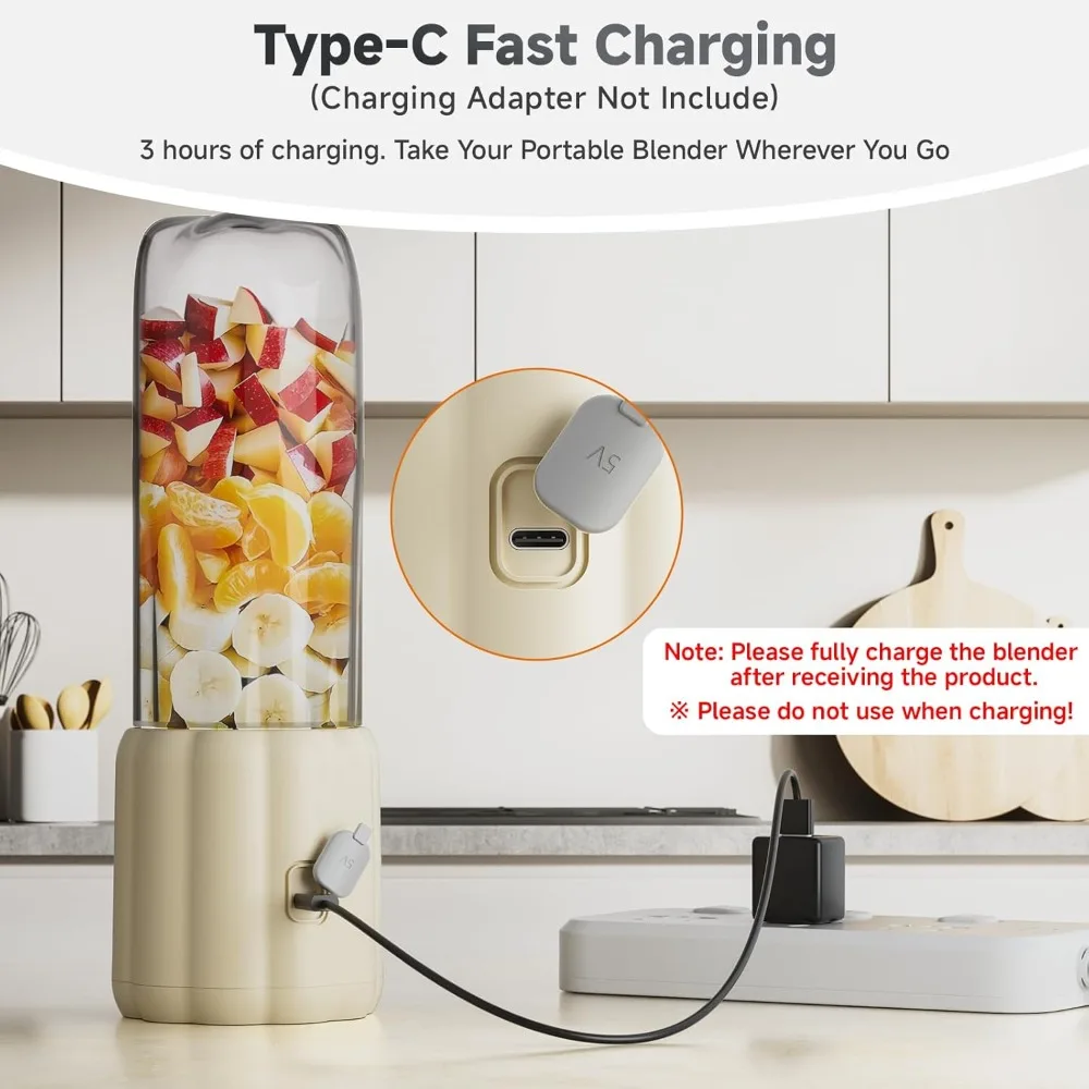 

17Oz Portable Blender with 6 Blades, USB-C Rechargeable for Smoothies, Shakes & Juices, Compact for Home, Office & Travel