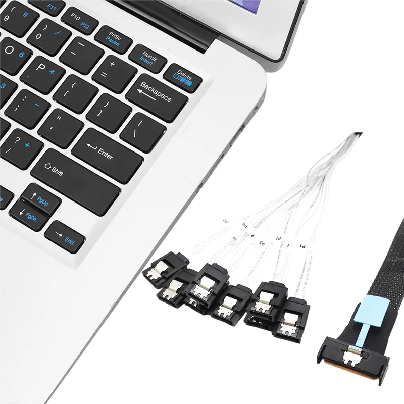 

QWE-0,5M PCI-E Slimline SAS SFF-8654 Кабель для преобразования жесткого диска сервера SATA от 8I до 8X SATA SFF-8654 Шнур от 74P до 8Xsata 7P